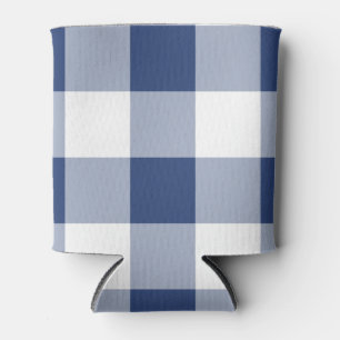 Navy Gingham Pattern Can Cooler