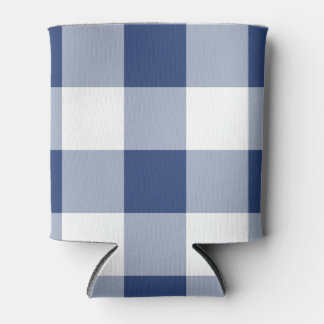 Navy Gingham Pattern Can Cooler