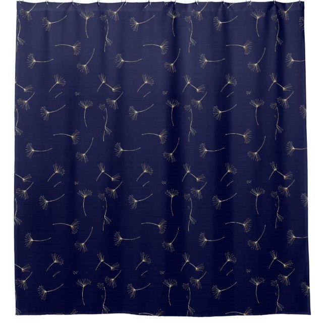 Navy Ginkgo Shower Curtain (Front)