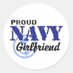 Navy Girlfriend Classic Round Sticker
