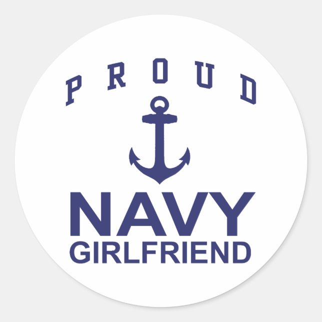Navy Girlfriend Classic Round Sticker (Front)