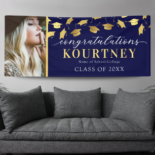Navy Gold 2025 Graduation Photo Banner