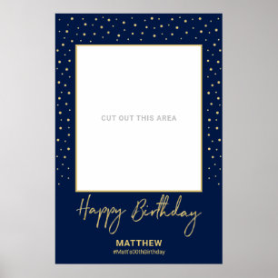 Navy & Gold Adult Birthday Photo Frame Prop Poster