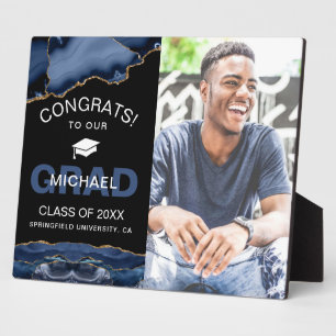Navy & Gold Agate Geode Congrats Graduation Plaque