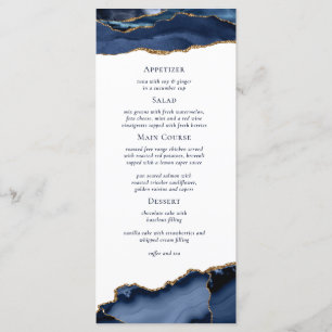 Navy Gold Agate Geode Marble Wedding Menu