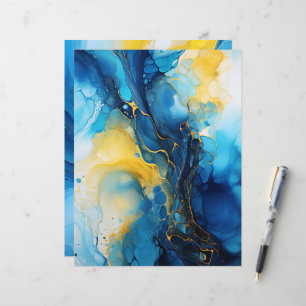 Navy & Gold Alcohol Ink Paper Craft Cardstock