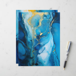 Navy & Gold Alcohol Ink Paper Craft Cardstock