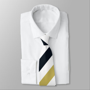 Navy Gold and White Regimental Stripe Tie