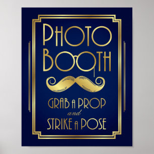 Navy Gold Art Deco PHOTO BOOTH Sign Print