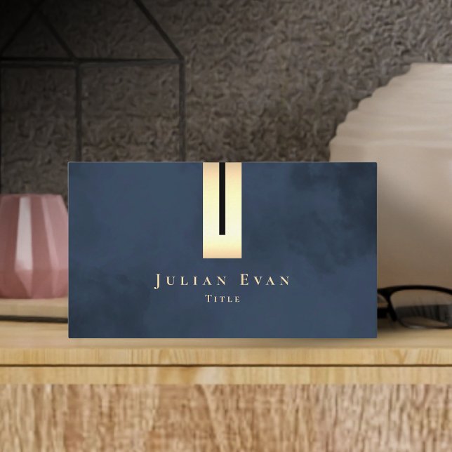 Navy Gold Artistic Luxury Elegant Business Card (Creator Uploaded)