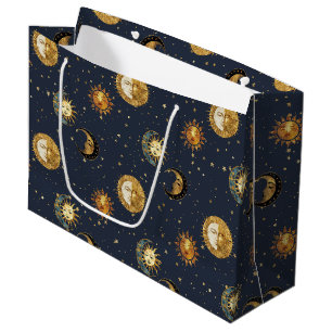Navy Gold Astrology Symbols Cosmic Large Gift Bag