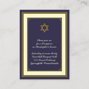 Navy & Gold Bar Mitzvah Reception Card