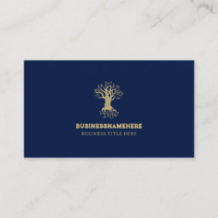 Navy Gold Blue Life Tree Business Card