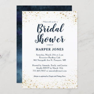 Navy Gold Bridal Shower Invitation