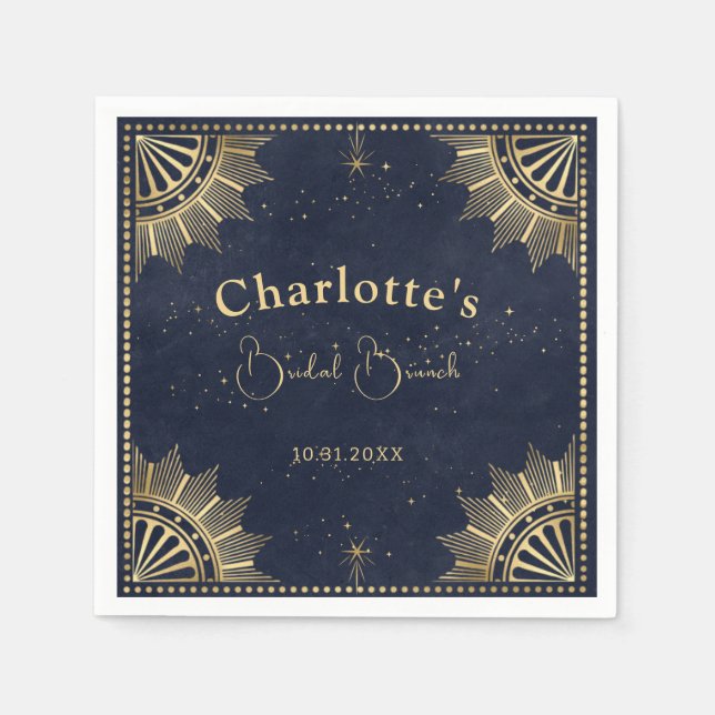 Navy & Gold Celestial Tarot Bridal Shower Napkin (Front)