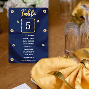 Navy & Gold Chic Wedding Table Number Seating List