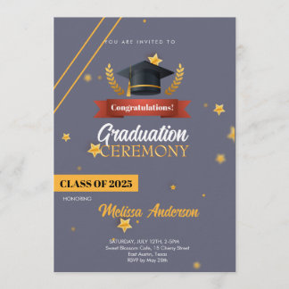 Navy Gold Class of 2025 Ceremony Invite