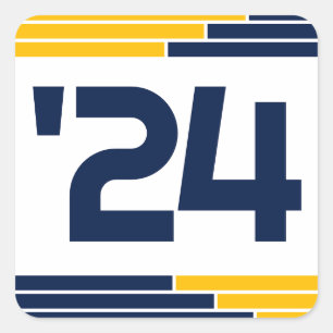 Navy & Gold Class of '24 Graduation Square Sticker