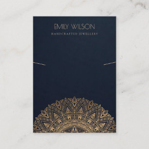NAVY GOLD CLASSIC ORNATE MANDALA NECKLACE DISPLAY BUSINESS CARD