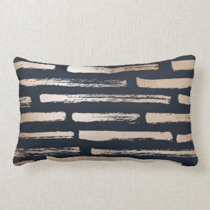 Navy/Gold Cream Stripe Reversible  Lumbar Pillow