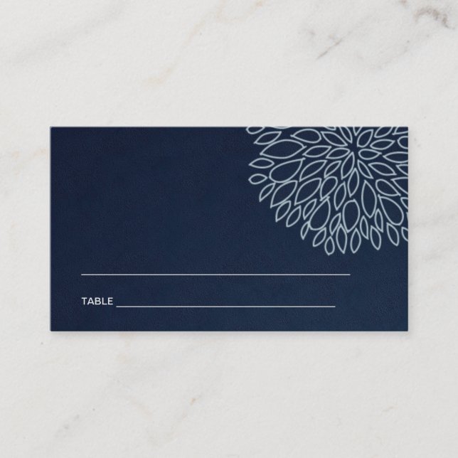 NAVY GOLD DAHLIA FLORA BAR BAT MITZVAH PLACE CARDS (Front)
