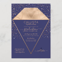 Navy Gold Diamond Confetti Glitter Graduation