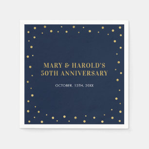 Navy & Gold   Elegant Classic Wedding Anniversary Napkin