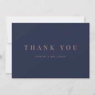 Navy & Gold Elegant Formal Wedding Thank you Card