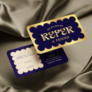 Navy & Gold Elegant Refer a Friend Beauty Salon Referral Card