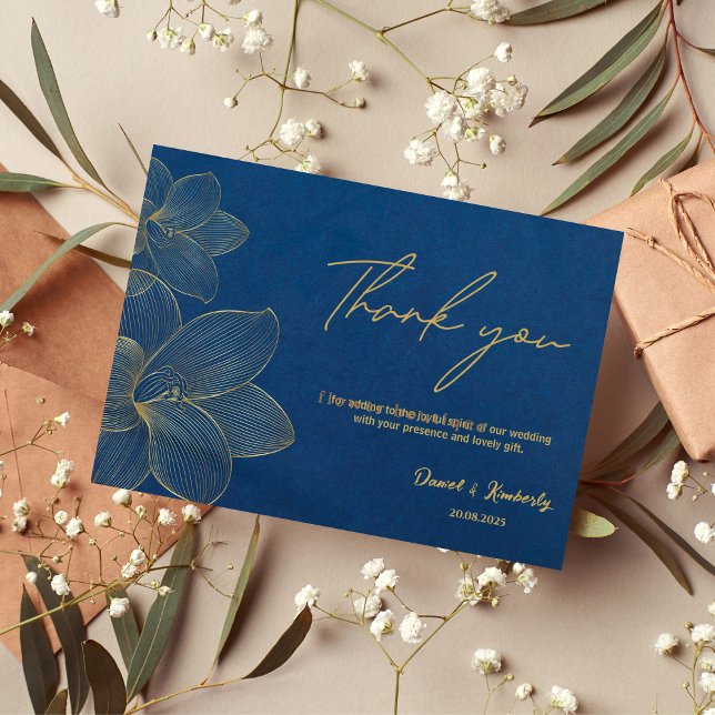 Navy Gold Elegant wedding card thank you  (Creator Uploaded)
