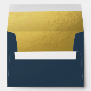 Navy Gold Envelope Elegant Modern Navy Blue Shower