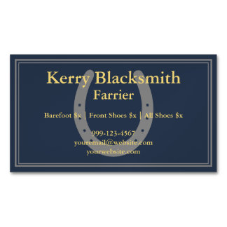 Navy + Gold Farrier Horseshoeing and Trim Magnetic Business Card