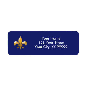 Navy Gold Fleur de Lis Return Address Labels