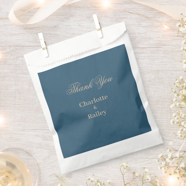 Navy Gold Floral Boho Wedding Favour Bags (Clipped)