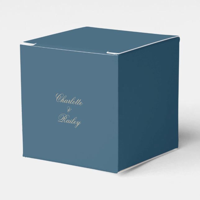 Navy Gold Floral Boho Wedding Favour Box (Front Side)