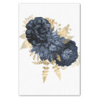 Navy Gold Floral Bouquet Watercolor Decoupage