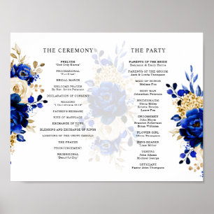 navy gold floral poster