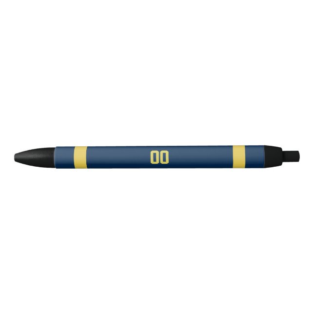 Navy & Gold Football Team Personalised Black Ink Pen (Front)