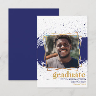 Navy & Gold Funky Splat Graduation Announcement