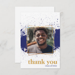 Navy & Gold Funky Splat Graduation Thank You Card