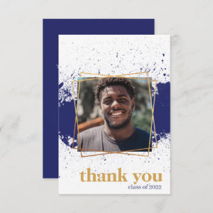 Navy & Gold Funky Splat Graduation Thank You Card