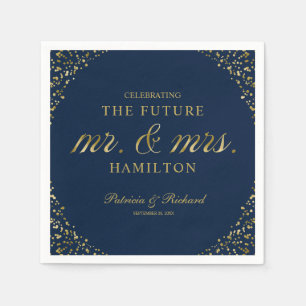 Navy Gold Future Mr And Mrs Engagement Party Napkin