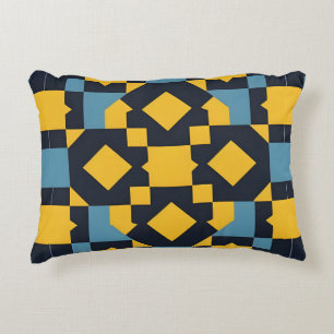 Navy Gold Geometric Diamond Bold Modern Decor Decorative Cushion