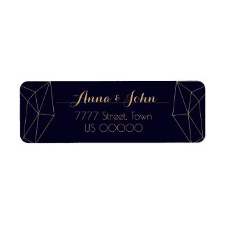 Navy Gold Geometric Heart Return Address