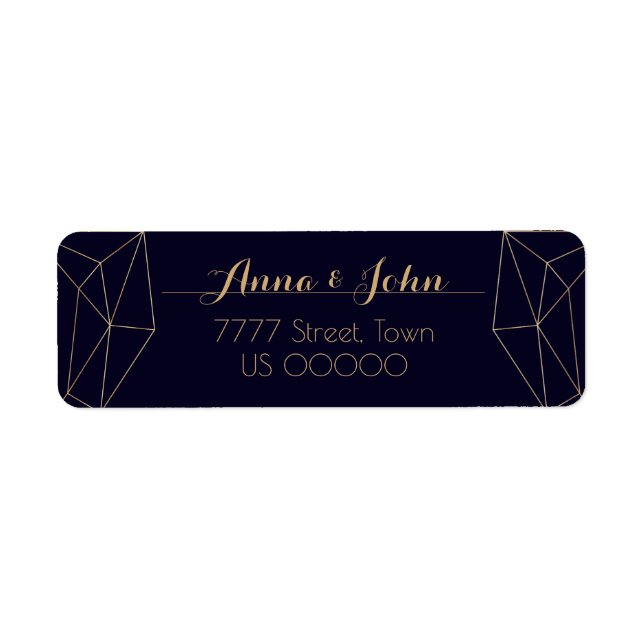 Navy Gold Geometric Heart Return Address (Front)