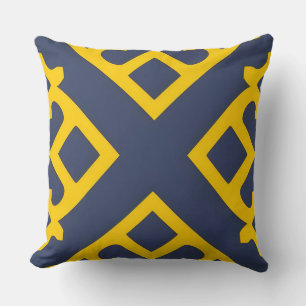 Navy Gold Geometric X Bold Modern Home Decor Cushion