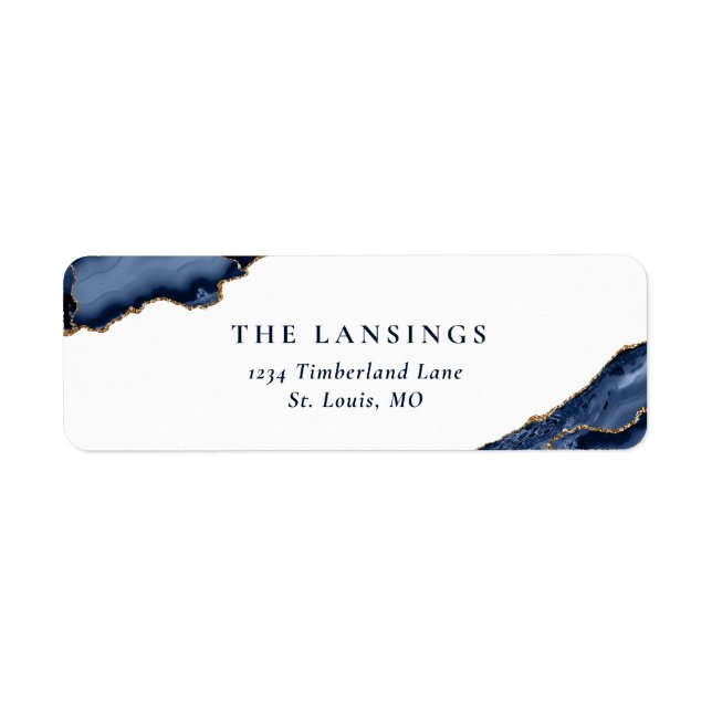 Navy Gold Glitter Agate Geode Marble (Front)