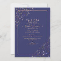 Navy Gold Glitter Confetti Corners Bridal Shower