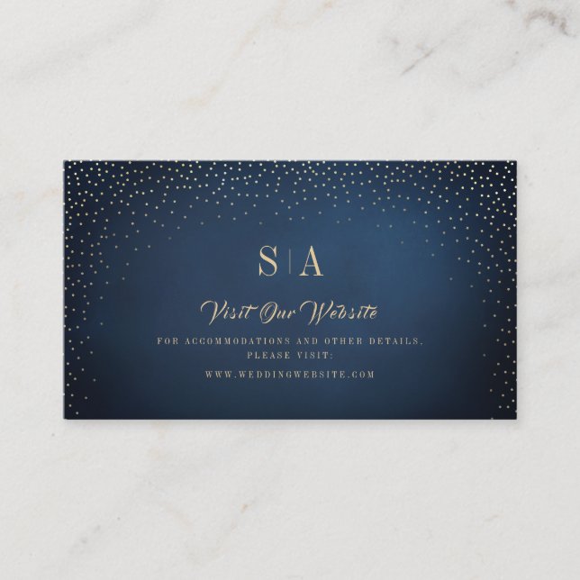 Navy & Gold Glitter monogram website Insert card (Front)