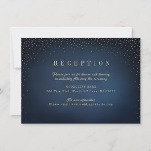 Navy & Gold Glitter Simple Wedding reception Invitation